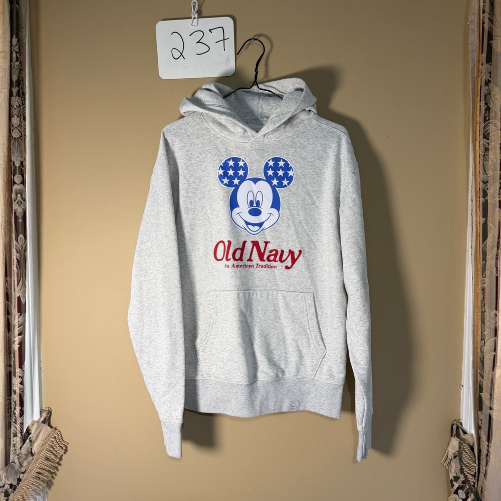 Old Navy x Disney Mickey Mouse Patriotic Hoodie Heather Grey Small